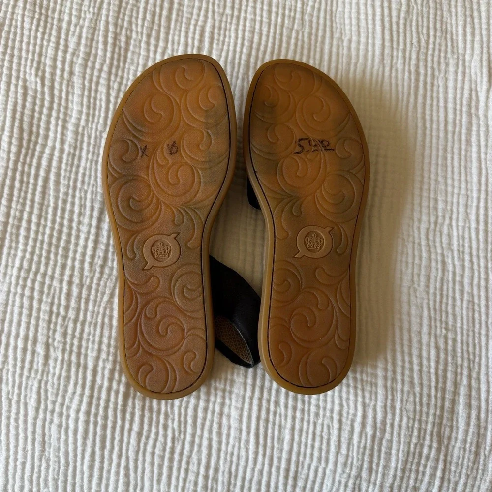 Born Women's Inlet Sling Back Sandal Open Toe Black Leather Sz 9 Flats Coastal - Picture 4 of 7